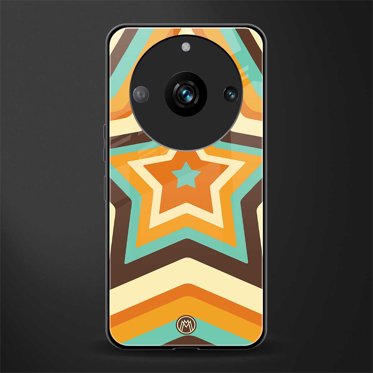 y2k orange brown stars back phone cover | glass case for realme 11 pro 5g
