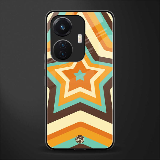 y2k orange brown stars back phone cover | glass case for vivo t1 44w 4g