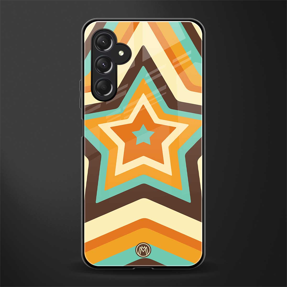 y2k orange brown stars back phone cover | glass case for samsun galaxy a24 4g
