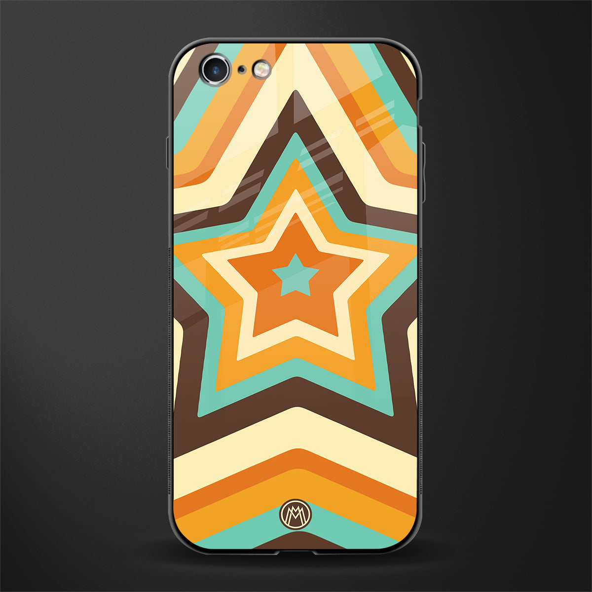 y2k orange brown stars glass case for iphone 6 image