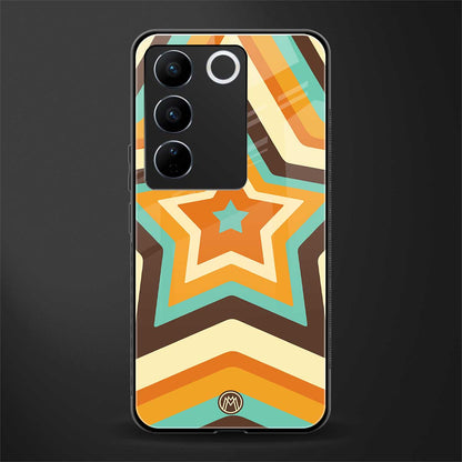 y2k orange brown stars back phone cover | glass case for vivo v27 pro 5g