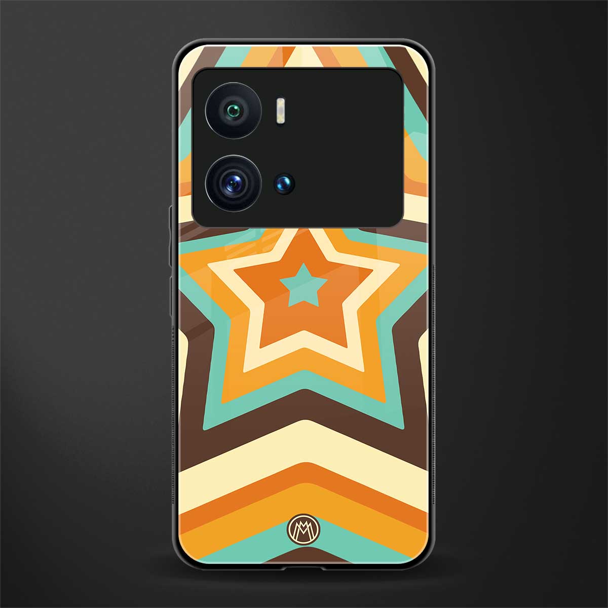 y2k orange brown stars back phone cover | glass case for iQOO 9 Pro