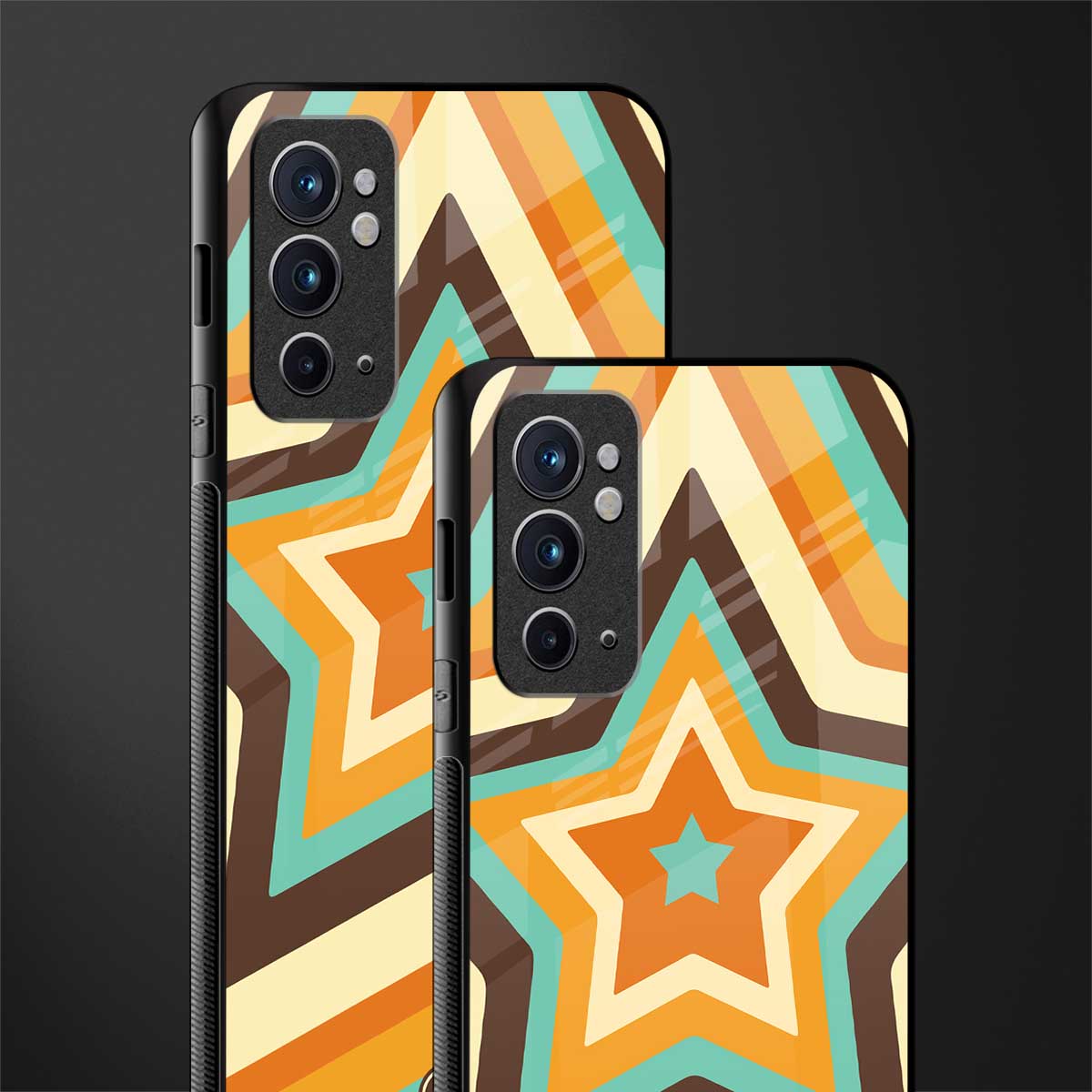 y2k orange brown stars glass case for oneplus 9rt image-2