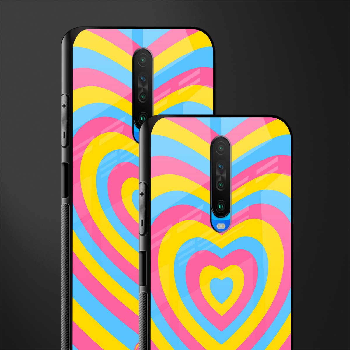 y2k pink blue hearts aesthetic glass case for poco x2 image-2