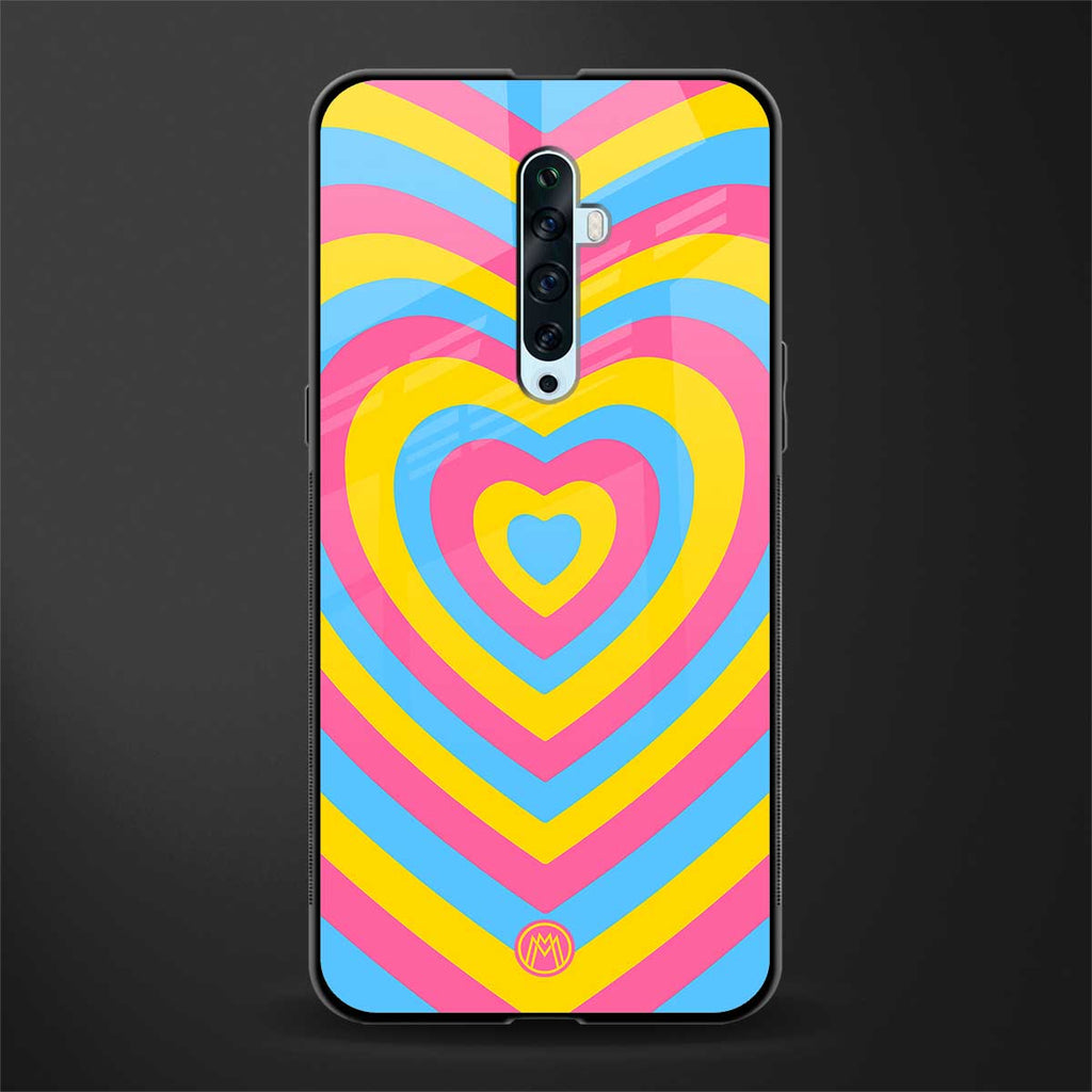 y2k pink blue hearts aesthetic glass case for oppo reno 2f image