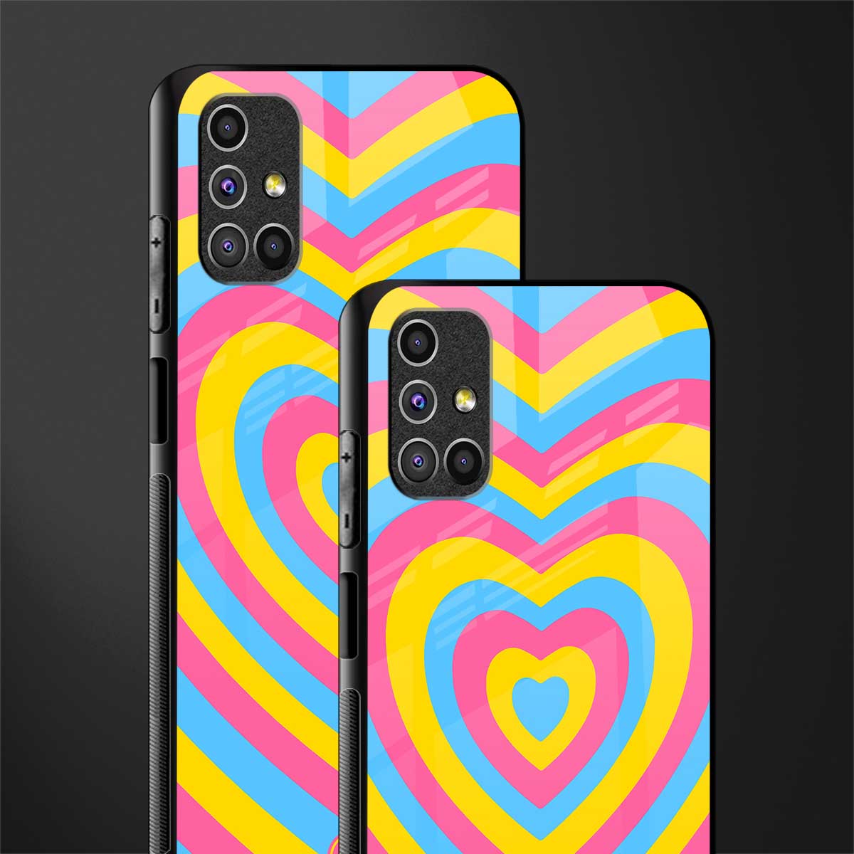 y2k pink blue hearts aesthetic glass case for samsung galaxy m51 image-2