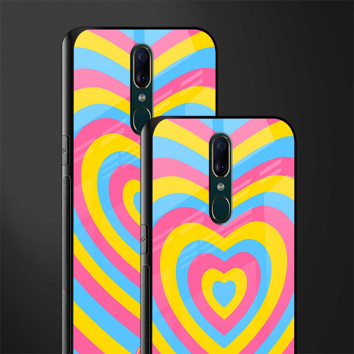 y2k pink blue hearts aesthetic glass case for oppo a9 image-2