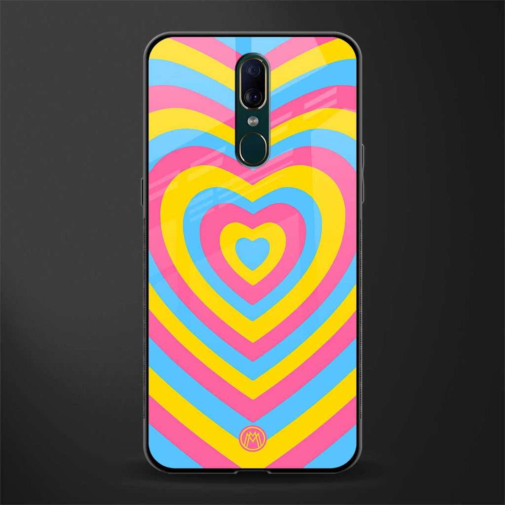 y2k pink blue hearts aesthetic glass case for oppo a9 image
