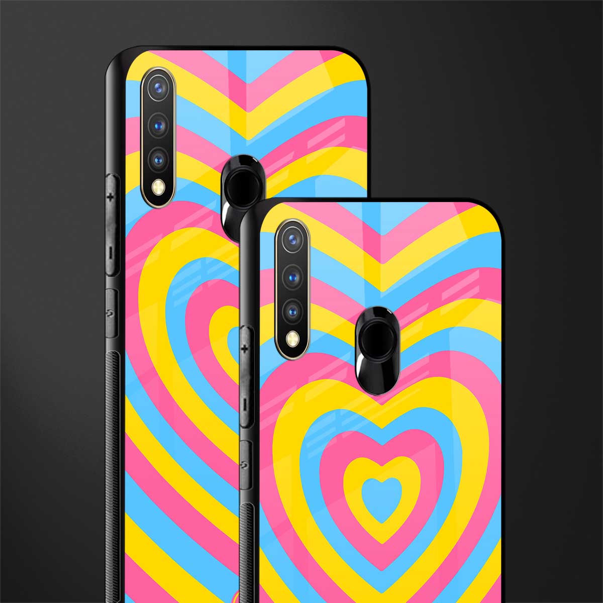 y2k pink blue hearts aesthetic glass case for vivo u20 image-2