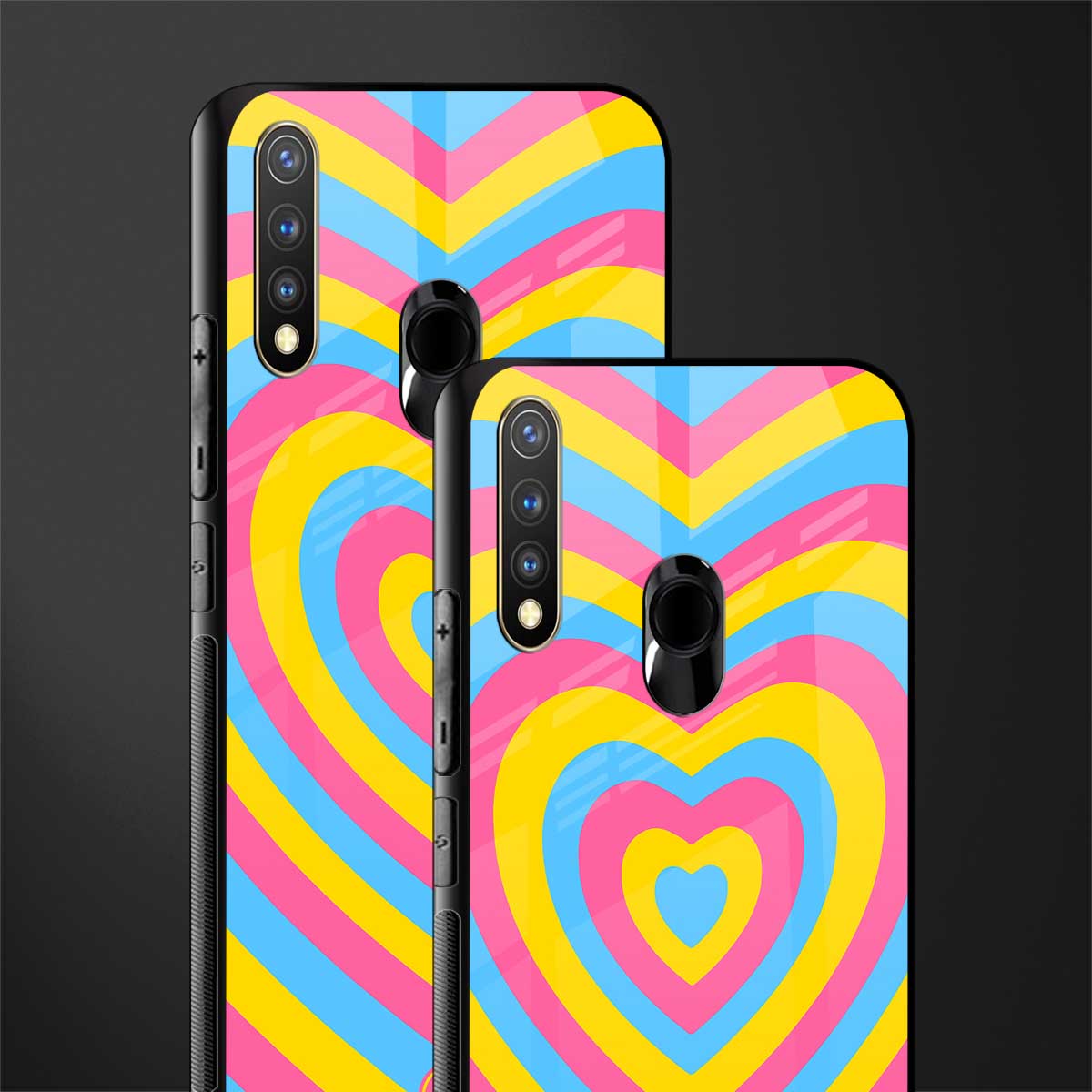 y2k pink blue hearts aesthetic glass case for vivo y19 image-2