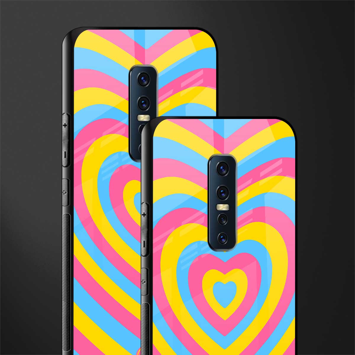 y2k pink blue hearts aesthetic glass case for vivo v17 pro image-2