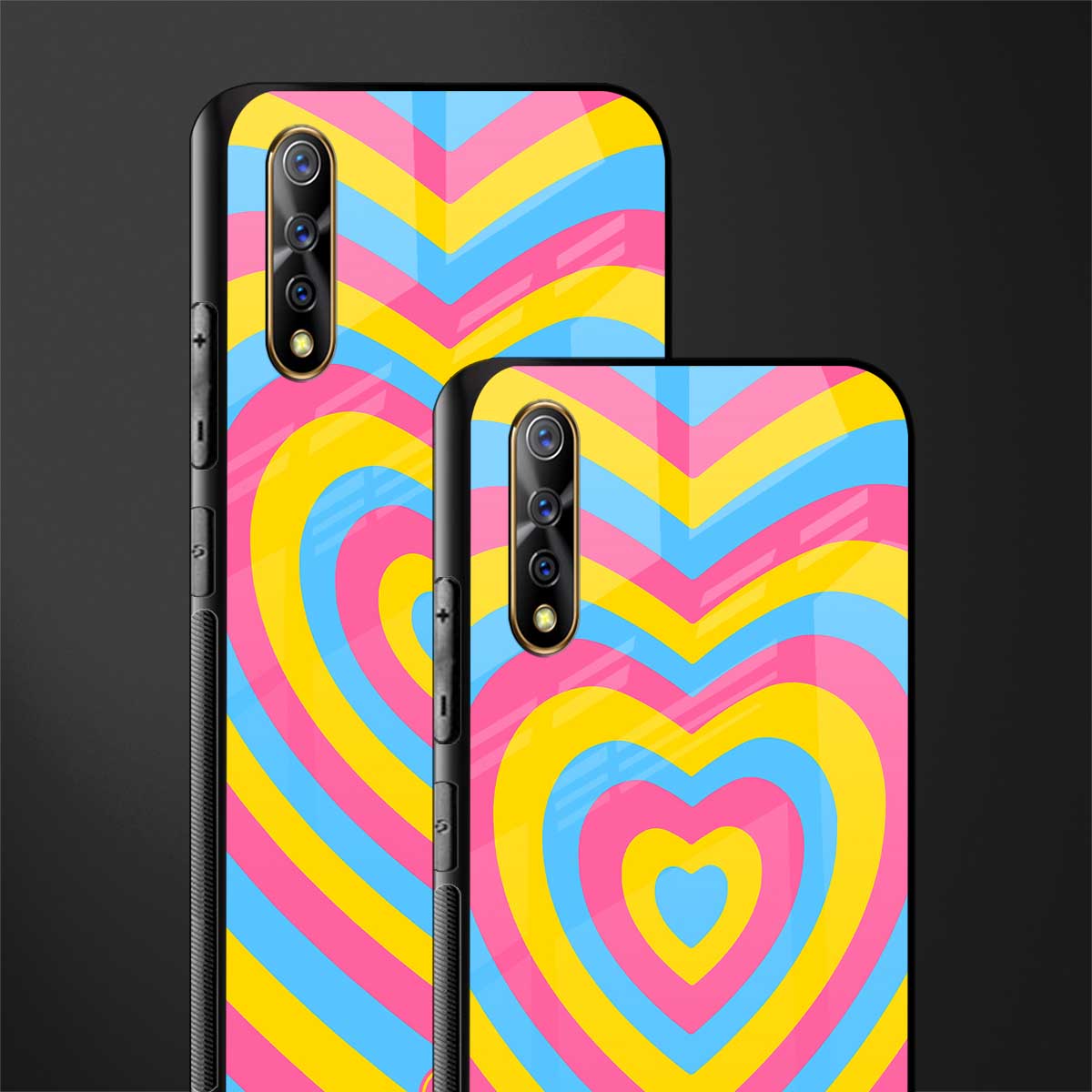 y2k pink blue hearts aesthetic glass case for vivo s1 image-2