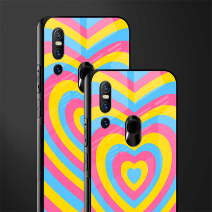 y2k pink blue hearts aesthetic glass case for vivo v15 image-2