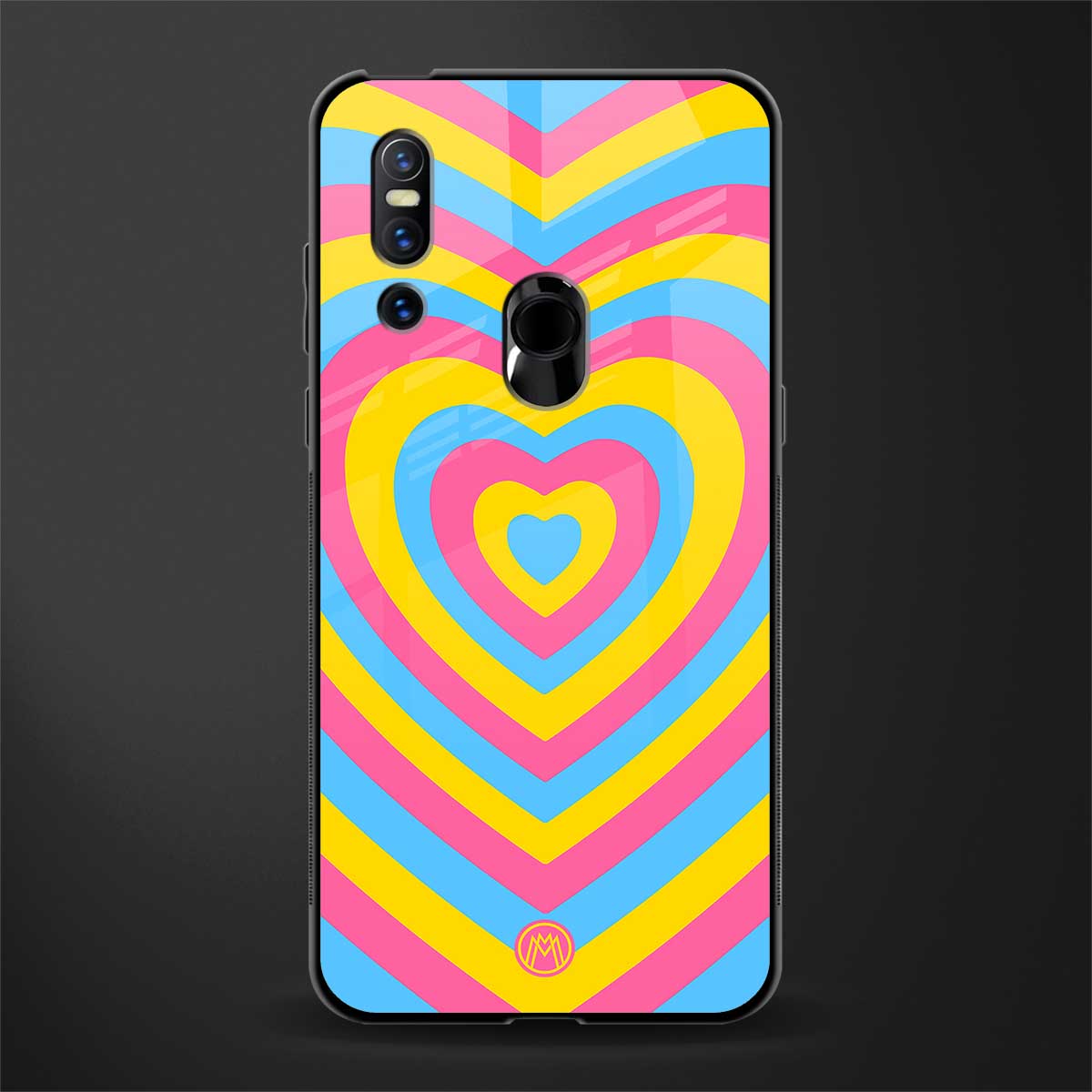 y2k pink blue hearts aesthetic glass case for vivo v15 image