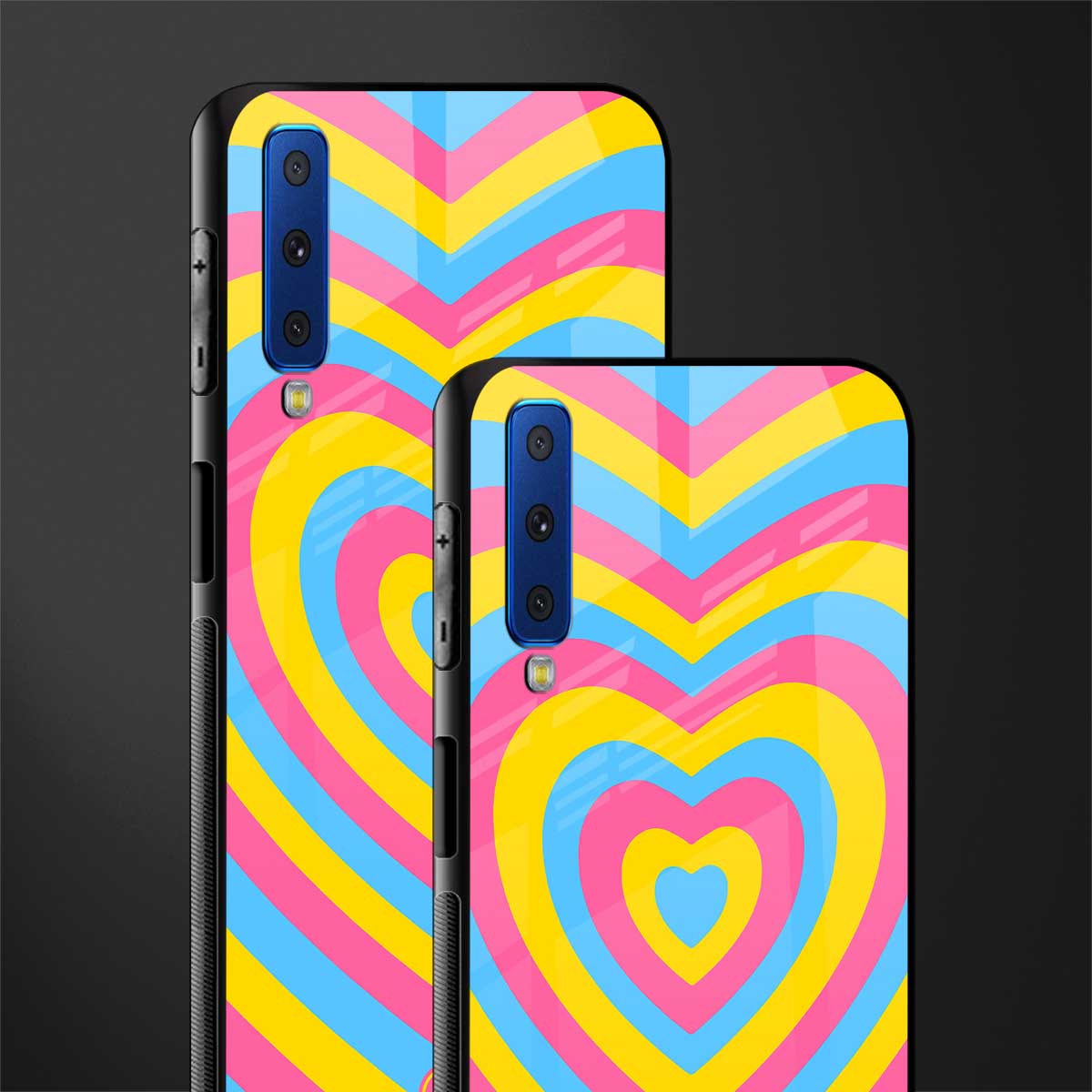 y2k pink blue hearts aesthetic glass case for samsung galaxy a7 2018 image-2