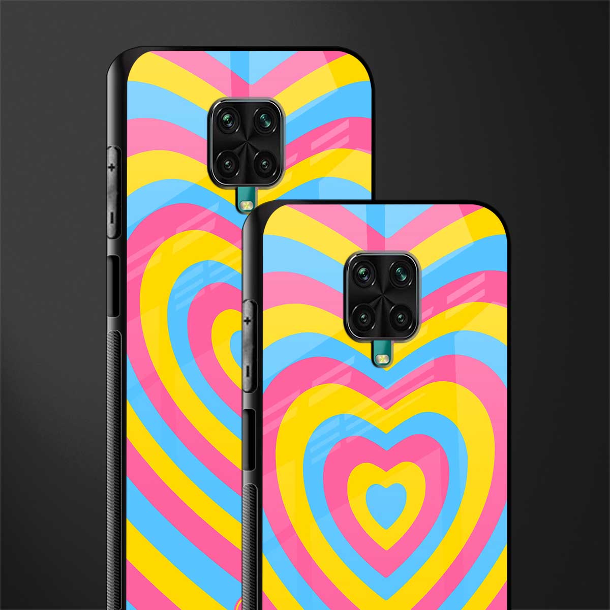 y2k pink blue hearts aesthetic glass case for poco m2 pro image-2