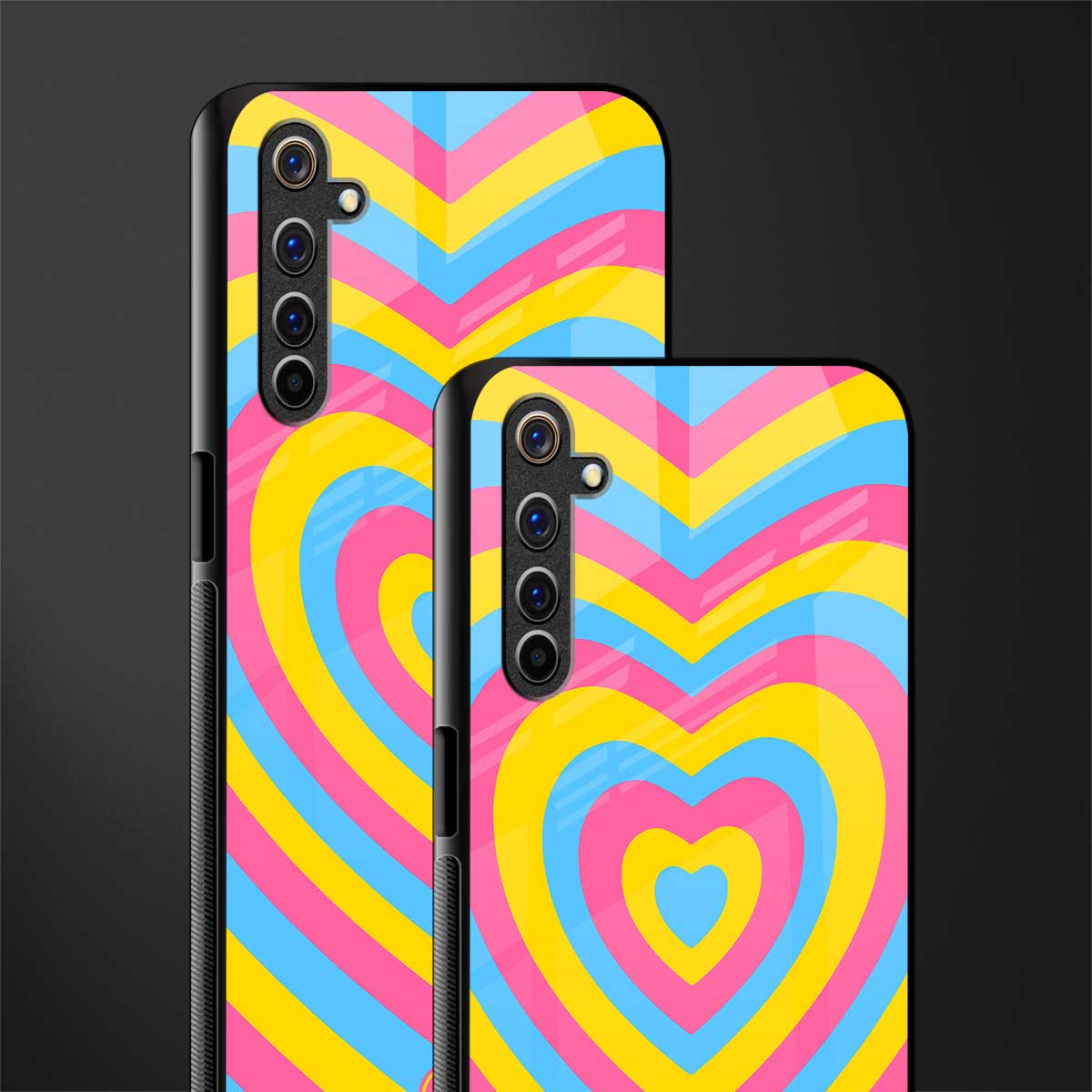 y2k pink blue hearts aesthetic glass case for realme 6 image-2