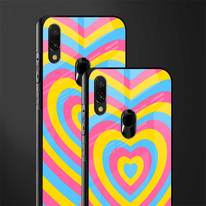 y2k pink blue hearts aesthetic glass case for redmi y3 image-2