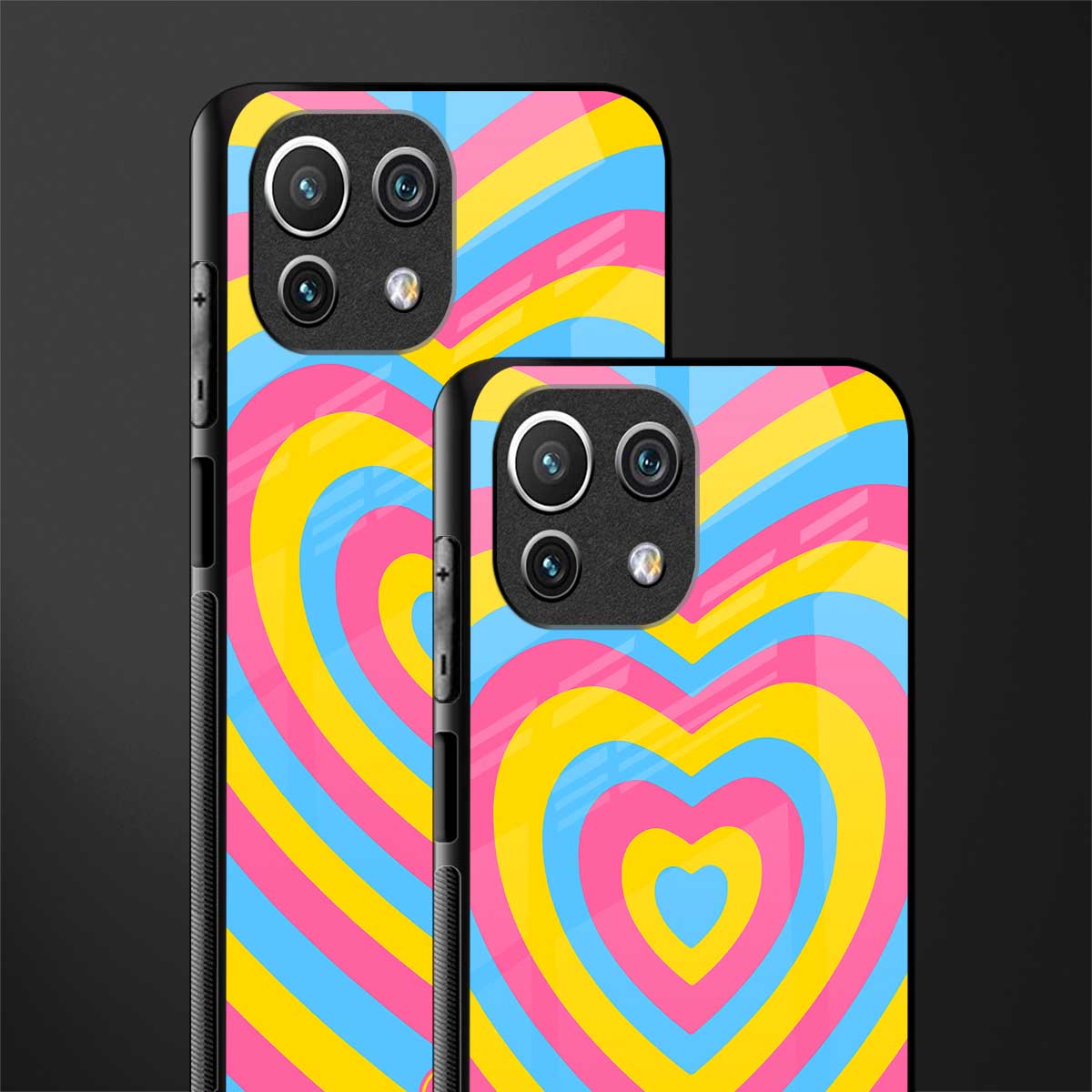 y2k pink blue hearts aesthetic glass case for mi 11 lite image-2