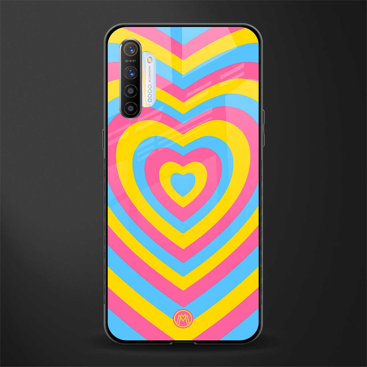 y2k pink blue hearts aesthetic glass case for realme xt image