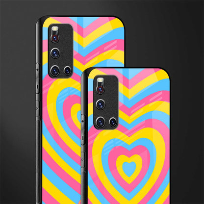 y2k pink blue hearts aesthetic glass case for vivo v19 image-2