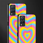 y2k pink blue hearts aesthetic glass case for vivo v21 5g image-2