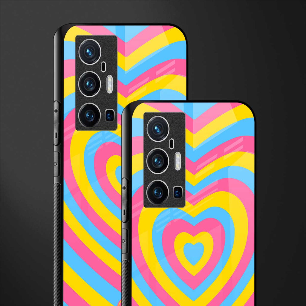 y2k pink blue hearts aesthetic glass case for vivo x70 pro plus image-2