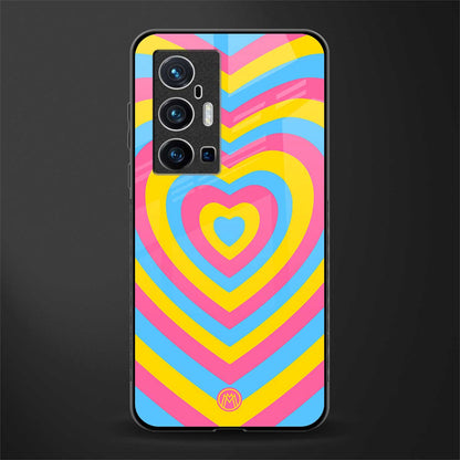 y2k pink blue hearts aesthetic glass case for vivo x70 pro plus image