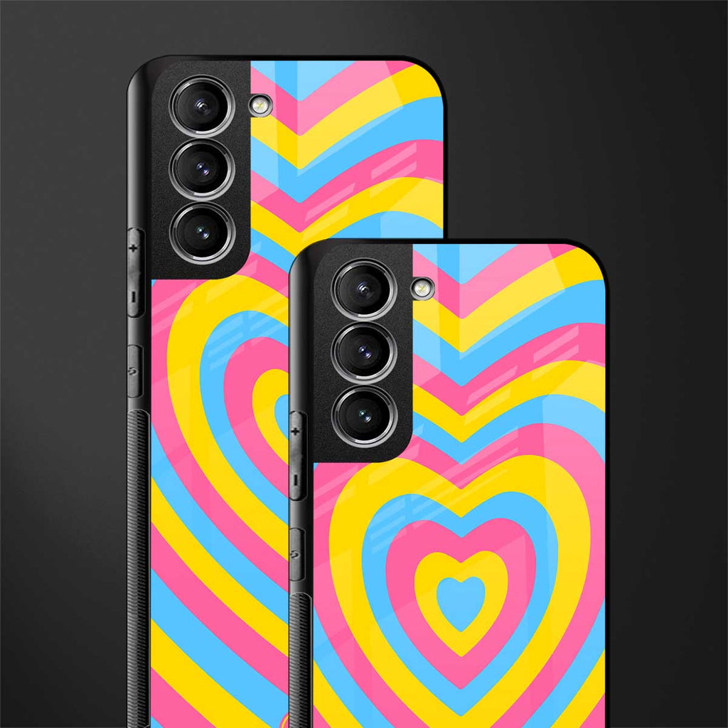 y2k pink blue hearts aesthetic glass case for samsung galaxy s21 fe 5g image-2