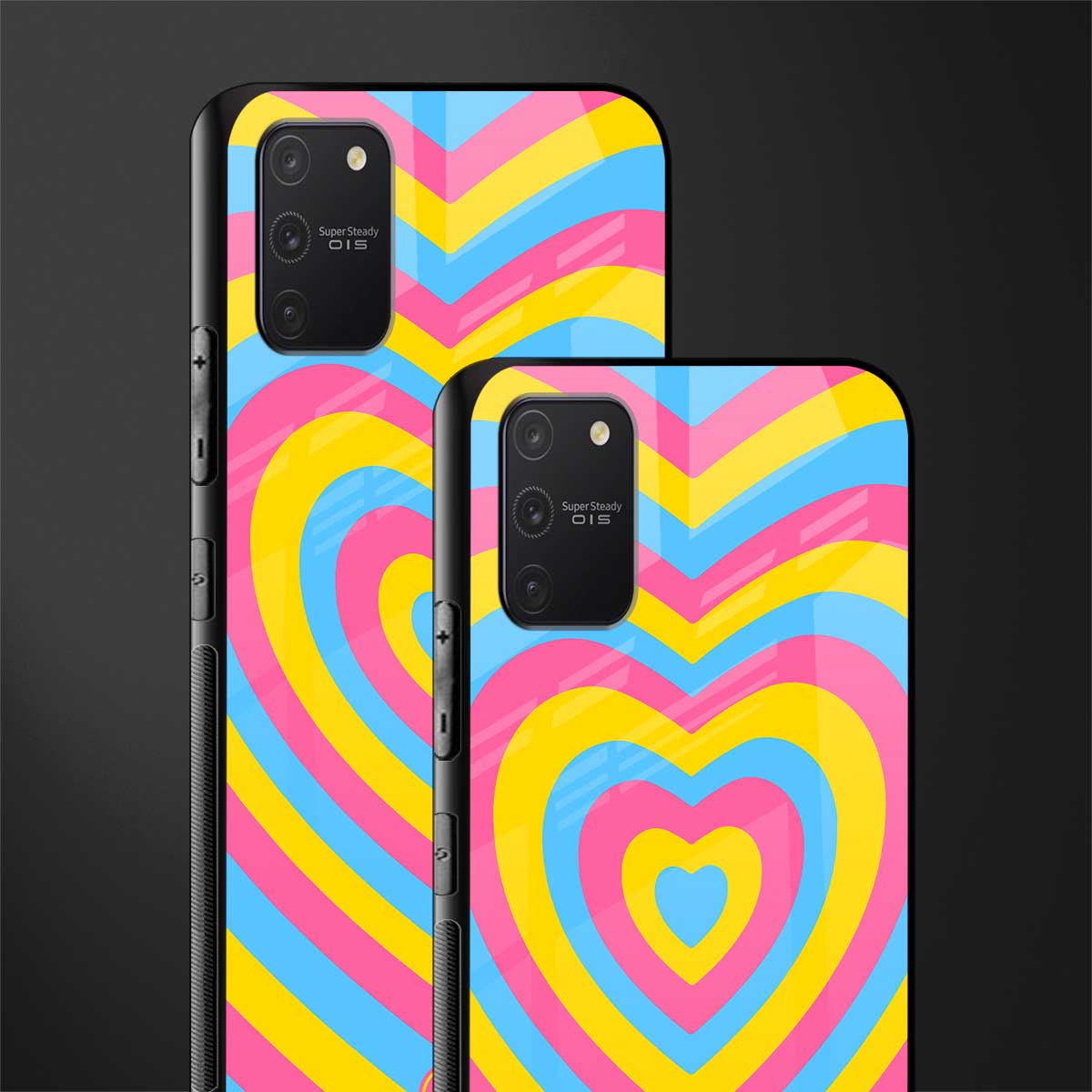y2k pink blue hearts aesthetic glass case for samsung galaxy a91 image-2