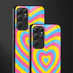 y2k pink blue hearts aesthetic glass case for samsung galaxy s21 ultra image-2
