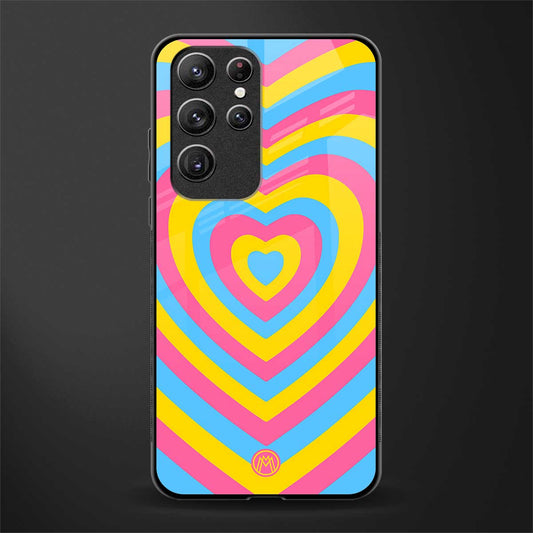y2k pink blue hearts aesthetic glass case for samsung galaxy s22 ultra 5g image