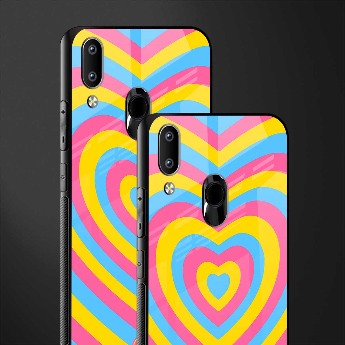 y2k pink blue hearts aesthetic glass case for vivo y91 image-2