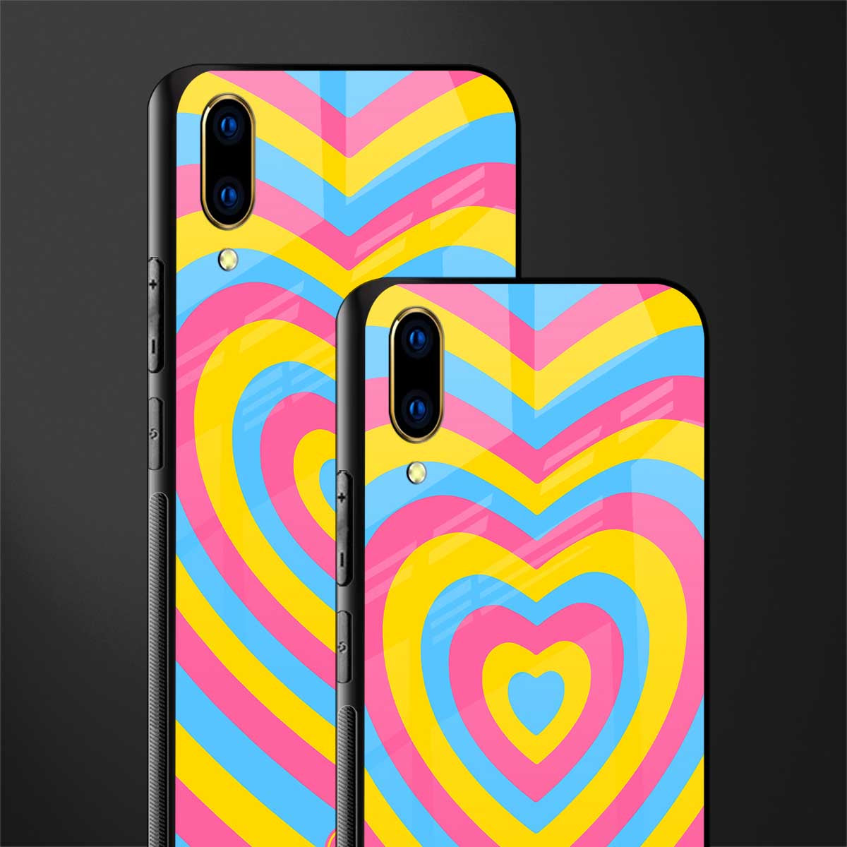 y2k pink blue hearts aesthetic glass case for vivo v11 pro image-2