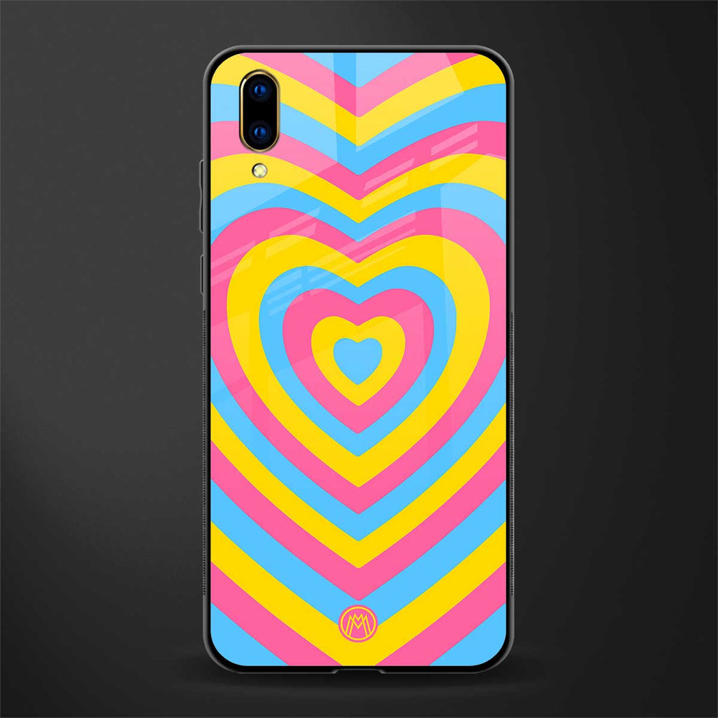 y2k pink blue hearts aesthetic glass case for vivo v11 pro image
