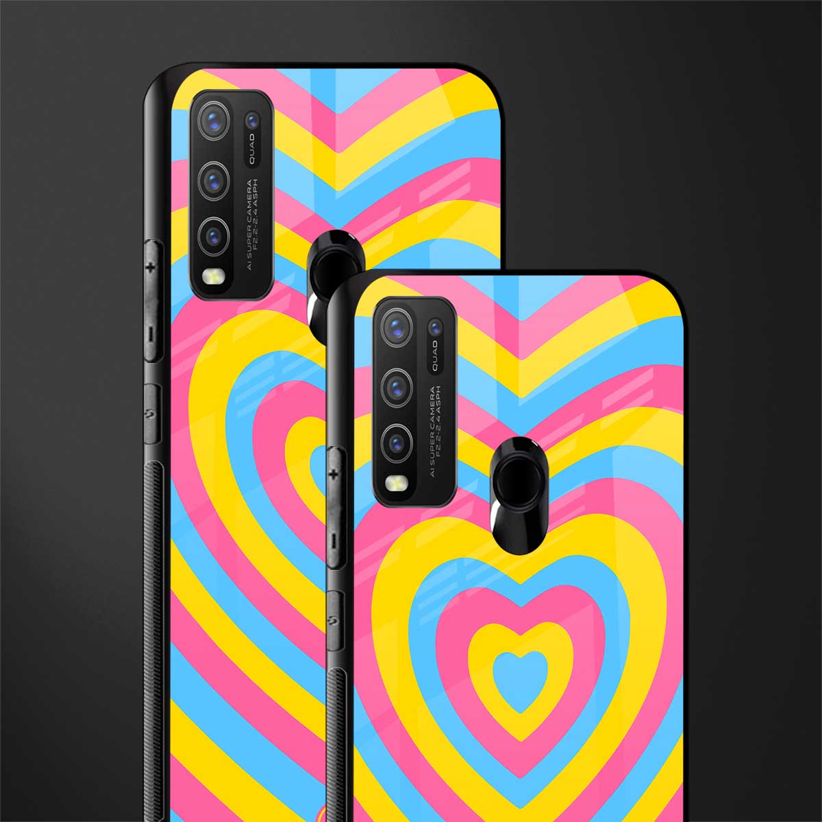 y2k pink blue hearts aesthetic glass case for vivo y50 image-2