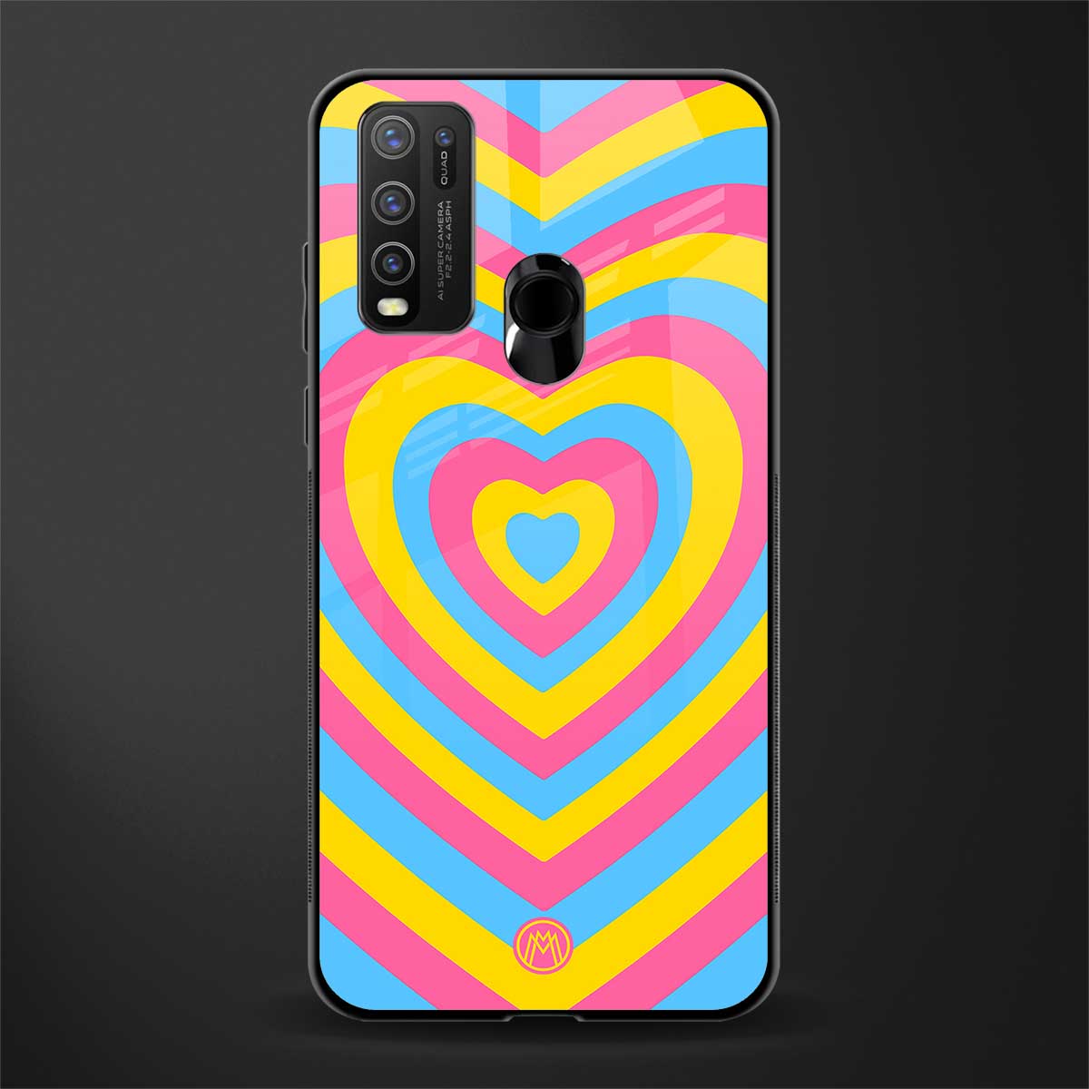 y2k pink blue hearts aesthetic glass case for vivo y50 image