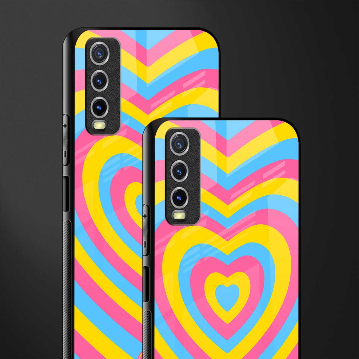 y2k pink blue hearts aesthetic glass case for vivo y20svivo y20avivo y20g image-2