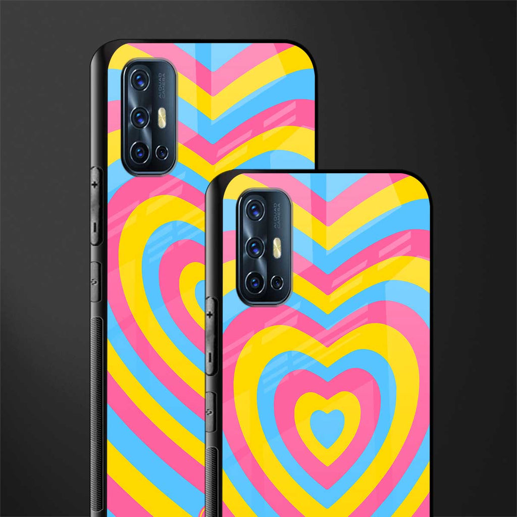 y2k pink blue hearts aesthetic glass case for vivo v17 image-2