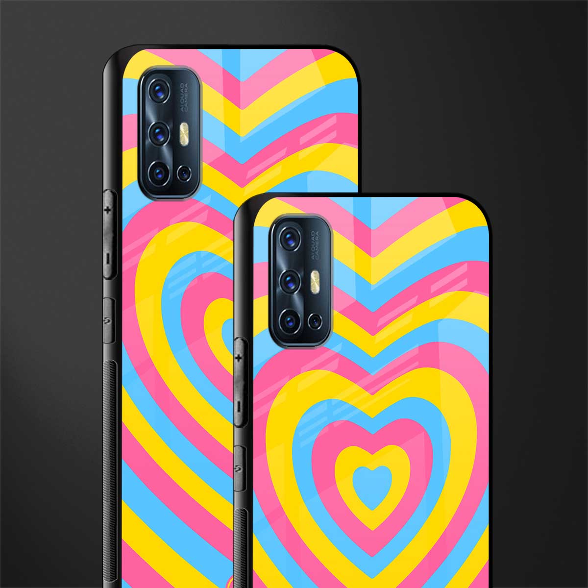 y2k pink blue hearts aesthetic glass case for vivo v17 image-2