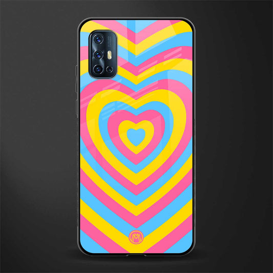 y2k pink blue hearts aesthetic glass case for vivo v17 image