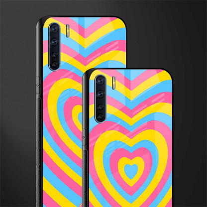 y2k pink blue hearts aesthetic glass case for oppo f15 image-2