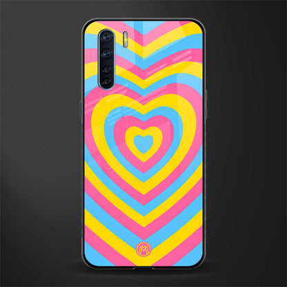 y2k pink blue hearts aesthetic glass case for oppo f15 image