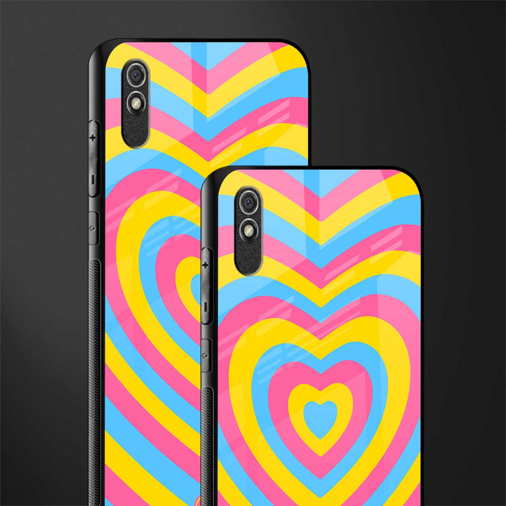 y2k pink blue hearts aesthetic glass case for redmi 9a image-2