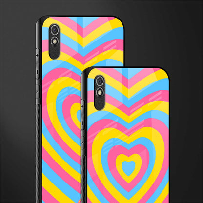 y2k pink blue hearts aesthetic glass case for redmi 9a image-2