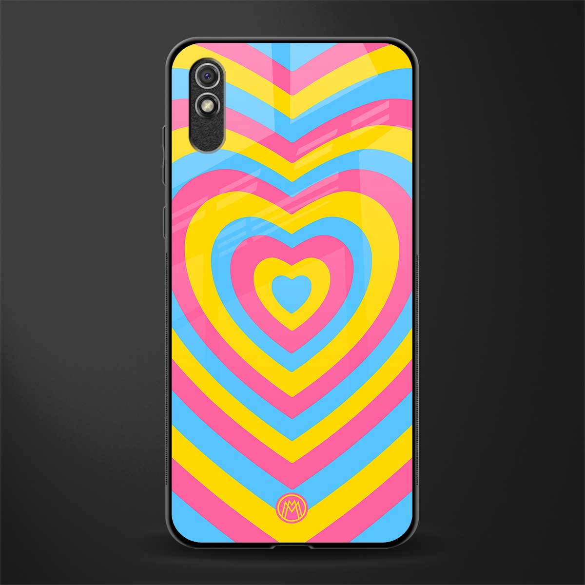 y2k pink blue hearts aesthetic glass case for redmi 9i image