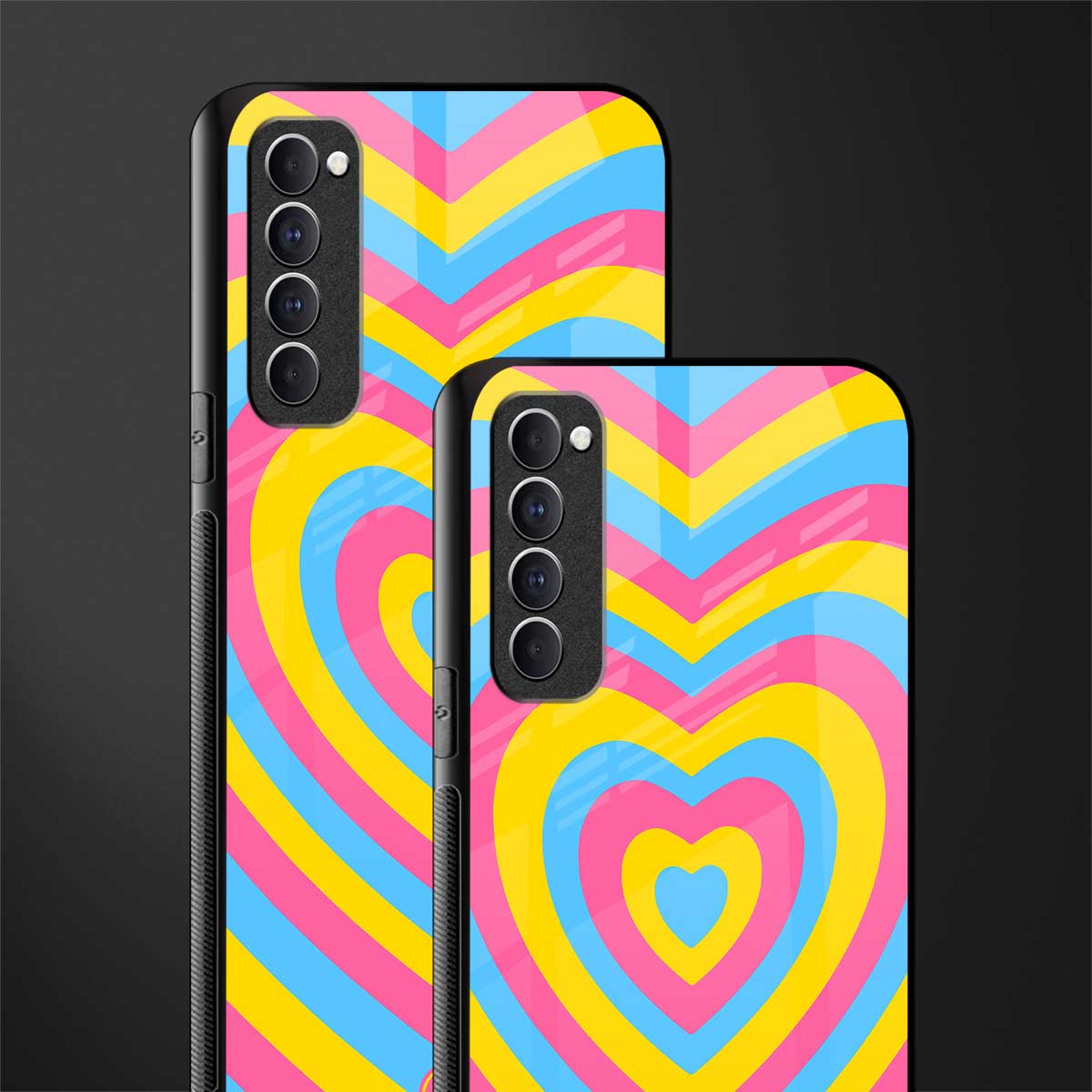 y2k pink blue hearts aesthetic glass case for oppo reno 4 pro image-2