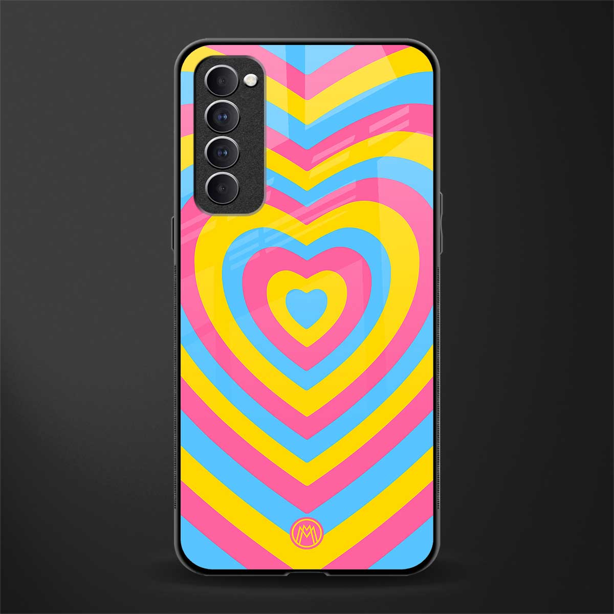 y2k pink blue hearts aesthetic glass case for oppo reno 4 pro image
