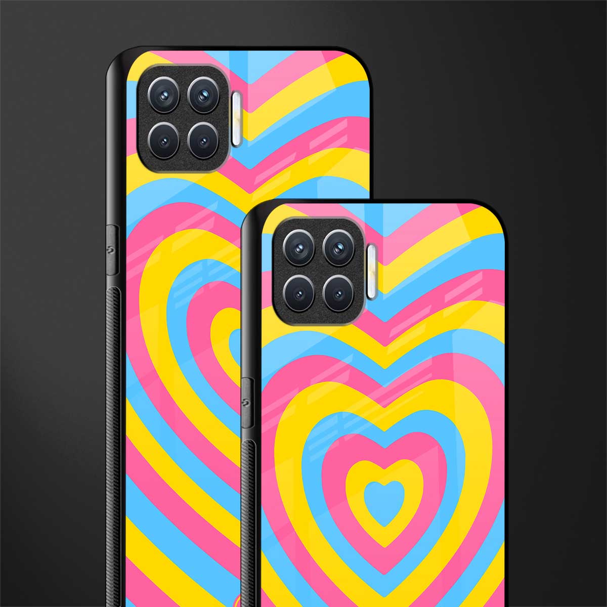 y2k pink blue hearts aesthetic glass case for oppo f17 pro image-2