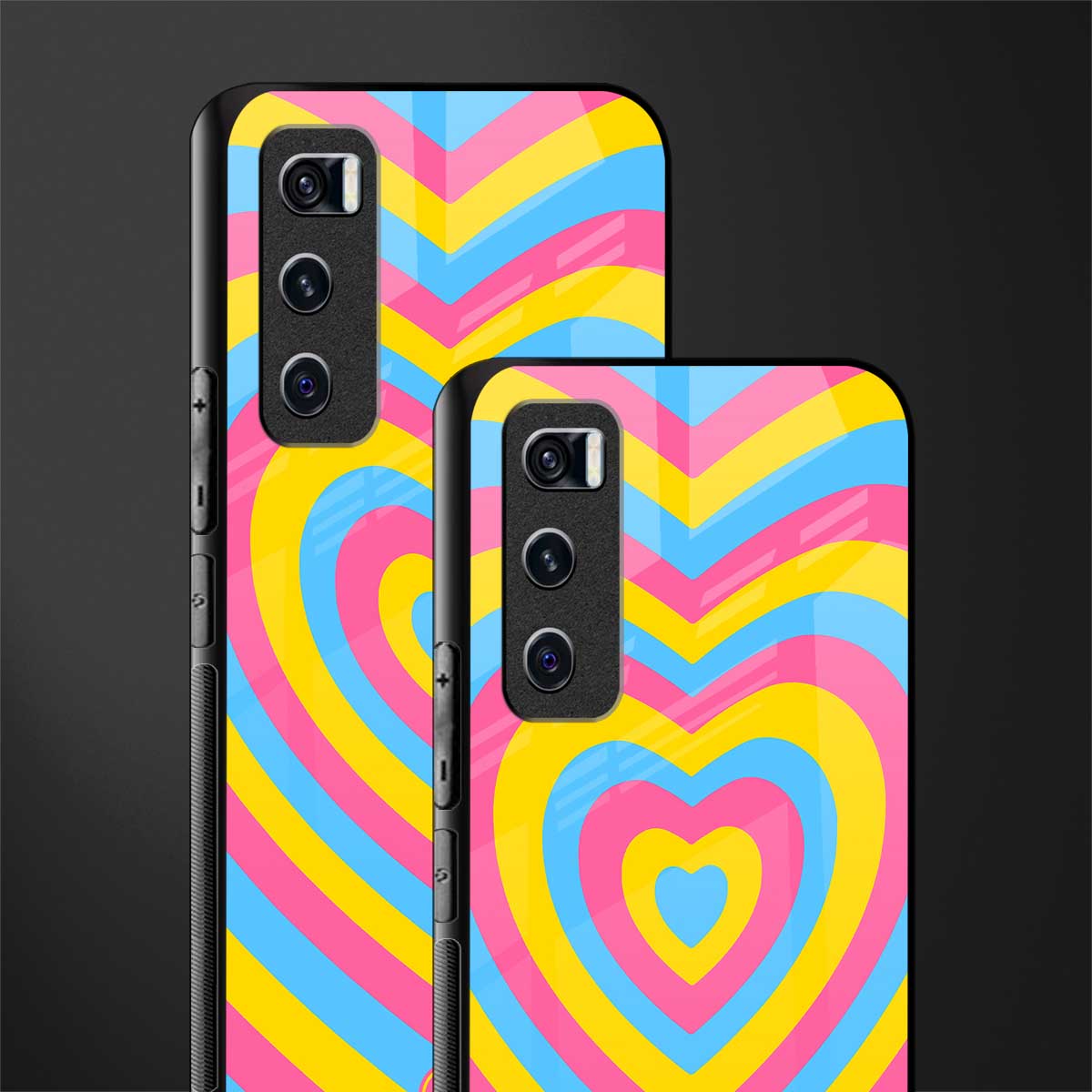 y2k pink blue hearts aesthetic glass case for vivo v20 se image-2